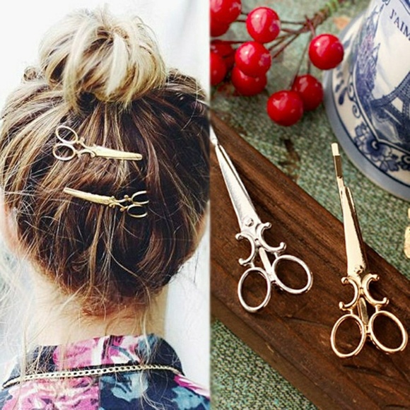 Star Posh Accessories - 2 Silver Scissor Hair Pins